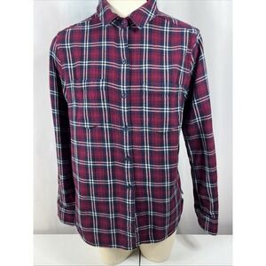 Woolrich Flannel 100% Cotton Shirt Woman's Plaid Long Sleeve Outdoor Size Large